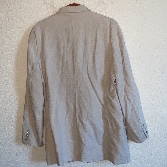Amanda Smith 100% linen khaki long trench coat jacket blazer button lagen gorp - Picture 5 of 12